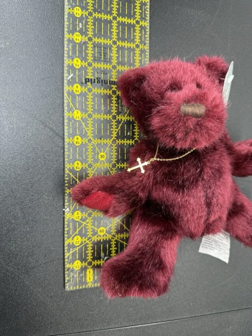 Dakin Garnet January Plush Bears of Faith Religious Teddy With Gold Cross 9